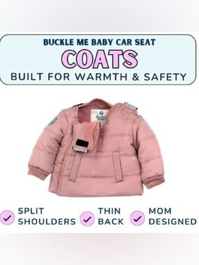 Buckle Me Baby Car Seat Coat Blush Pink 6-9 Months EUC shark tank safety 🩷🩷